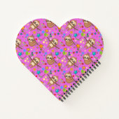 Colorful Cute Sloth Pattern | Jouw naam hart toevo Notitieboek (Achterkant)