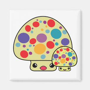 Colorful Cute Spotted Kawaii Mushroom Toadstools Magneet
