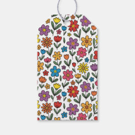 Colorful Cute Spring Flowers Gift Tag Cadeaulabel