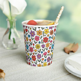 Colorful Cute Spring Flowers Paper Cups Papieren Bekers