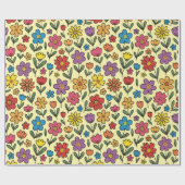 Colorful Cute Spring Flowers - Wrapping Paper Roll Cadeaupapier (Vlak)