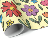 Colorful Cute Spring Flowers - Wrapping Paper Roll Cadeaupapier (Rol Hoek)