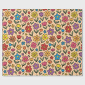 Colorful Cute Spring Flowers - Wrapping Paper Roll Cadeaupapier (Vlak)