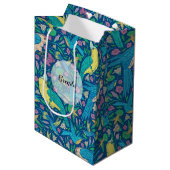Colorful Cute Tropical Bids & Flowers Pattern Medium Cadeauzakje (Voorkant Gekanteld)