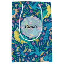 Colorful Cute Tropical Bids & Flowers Pattern