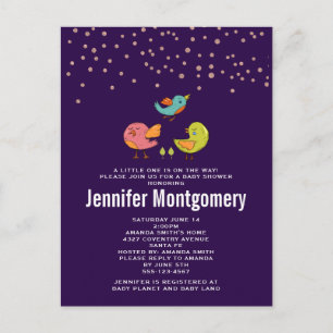 Colorful Cute Whimsical Birds Baby shower Briefkaart