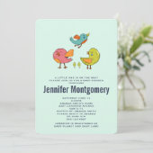 Colorful Cute Whimsical Birds Baby shower Kaart (Staand voorkant)