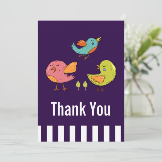 Colorful Cute Whimsical Birds Bedankt (Staand voorkant)