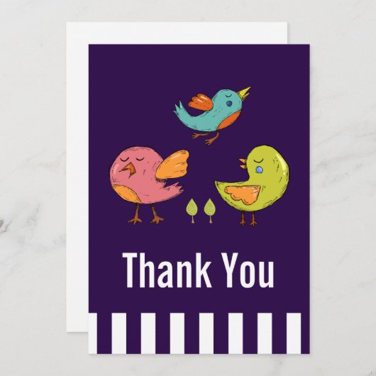 Colorful Cute Whimsical Birds Bedankt (Voorkant / Achterkant)