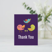 Colorful Cute Whimsical Birds Bedankt Briefkaart (Staand voorkant)