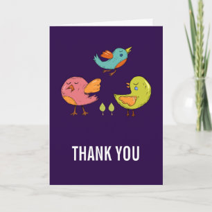 Colorful Cute Whimsical Birds Bedankt Kaart