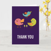 Colorful Cute Whimsical Birds Bedankt Kaart (Gele Bloem)
