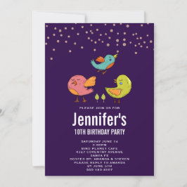 Colorful Cute Whimsical Birds Birthday Kaart