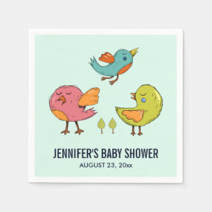 Colorful Cute Whimsical Birds Trio Baby shower Servet