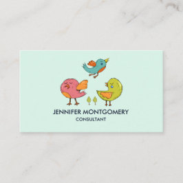 Colorful Cute Whimsical Birds Trio Visitekaartje