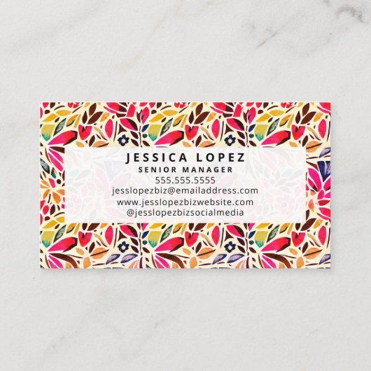 Colorful Cutouts Floral Professional Visitekaartje (Achterkant)