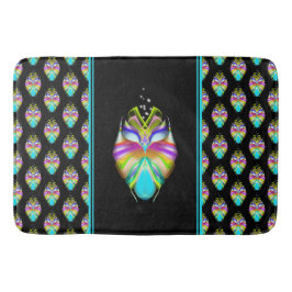 Colorful Cyan and Black Oracle Owl Badmat