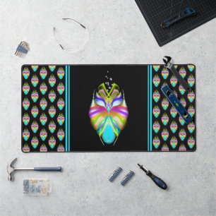 Colorful Cyan and Black Oracle Owl Bureaumat