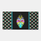 Colorful Cyan and Black Oracle Owl Bureaumat (Voorkant)