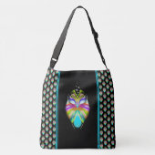 Colorful Cyan and Black Oracle Owl Crossbody Tas (Achterkant)