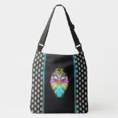 Colorful Cyan and Black Oracle Owl Crossbody Tas (Voorkant)
