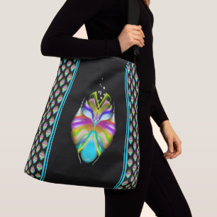 Colorful Cyan and Black Oracle Owl Crossbody Tas