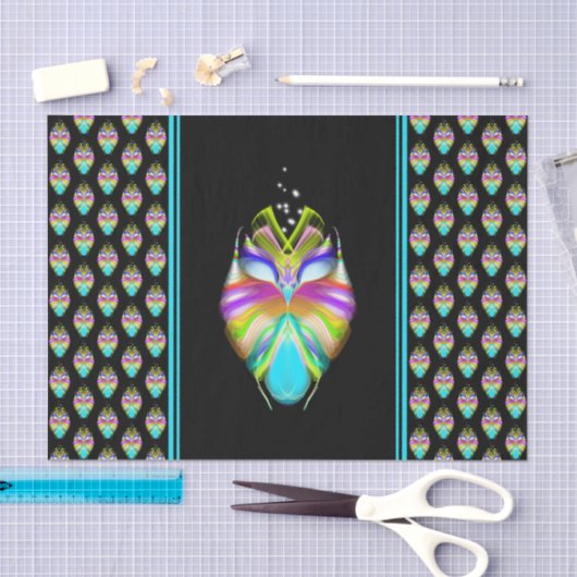 Colorful Cyan and Black Oracle Owl Tissuepapier (Craft)