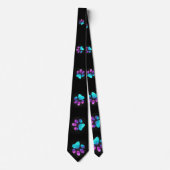  Colorful cyan blue purple Dog Paw print Stropdas (Voorkant)