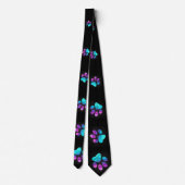  Colorful cyan blue purple Dog Paw print Stropdas (Achterkant)