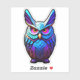 Colorful Cyber Owl Sticker