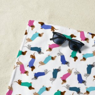 Colorful Dachshund Beach Towel Strandlaken
