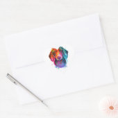 Colorful Dachshund Dog Art Illustration Hart Sticker (Envelop)