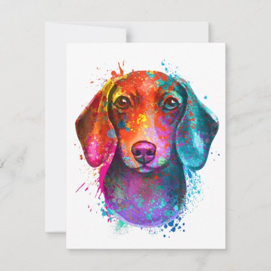 Colorful Dachshund Dog Art Illustration Kaart (Voorkant)