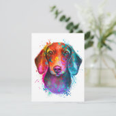 Colorful Dachshund Dog Art Illustration Kaart (Staand voorkant)