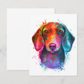 Colorful Dachshund Dog Art Illustration Kaart (Voorkant / Achterkant)