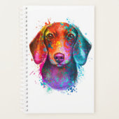 Colorful Dachshund Dog Art Illustration Planner (Voorkant)