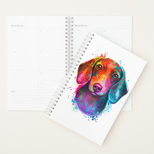Colorful Dachshund Dog Art Illustration Planner (Display)