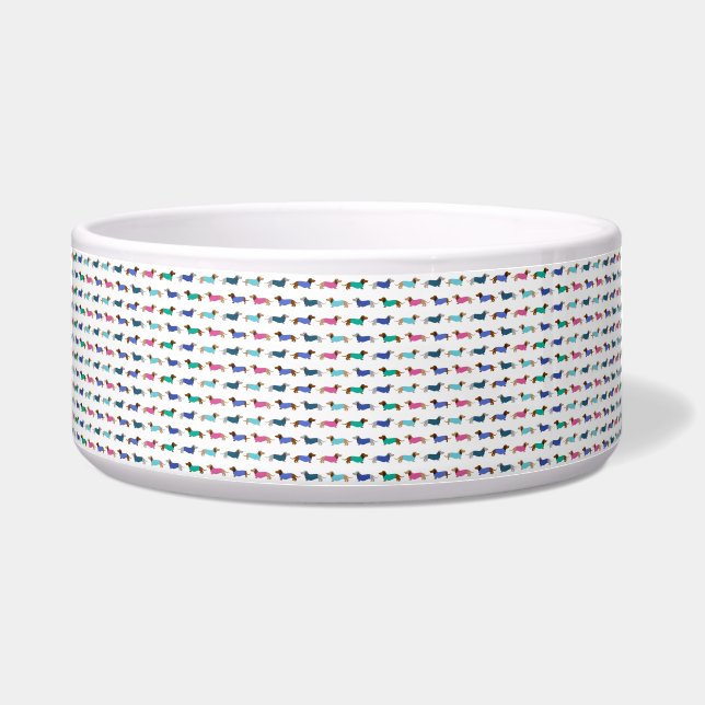 Colorful Dachshund Dog Food Dish Voerbakje (Voorkant)