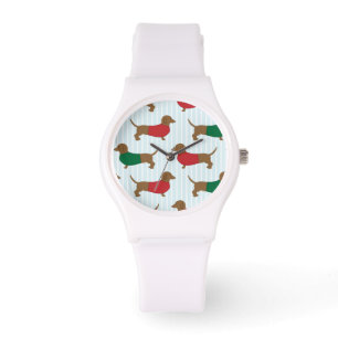 Colorful Dachshund Dogs Design Sporty White Watch Horloge