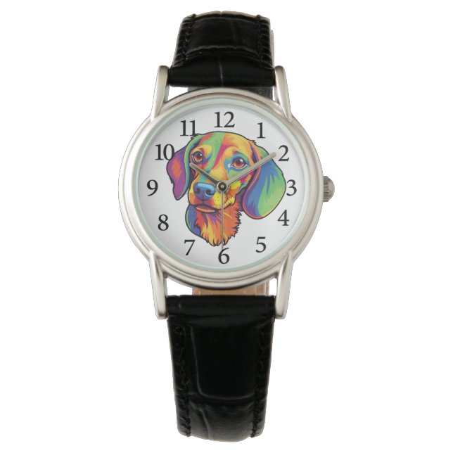 Colorful Dachshund Horloge (Voorkant)