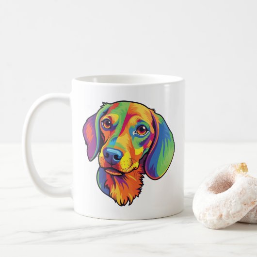 Colorful Dachshund Koffiemok (Met donut)