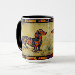 Colorful Dachshund Mok, Dachshund Lover Gifts Mok