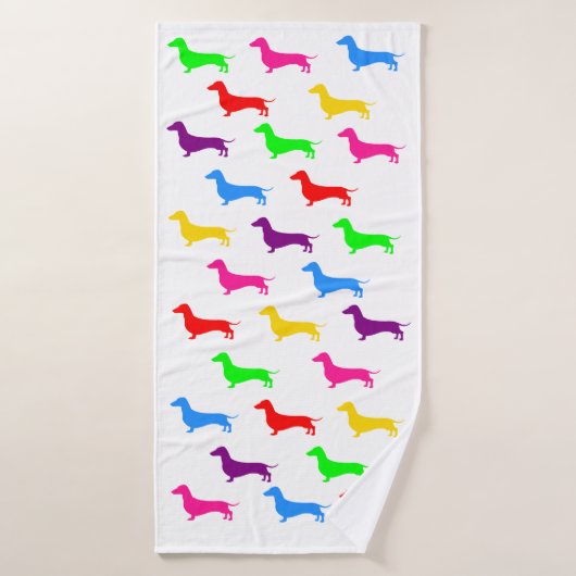 Colorful Dachshund Towel Badhanddoek (Badhanddoek)