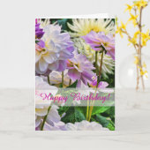 Colorful Dahlia Flowers Happy Birthday Kaart (Gele Bloem)