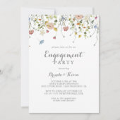 Colorful Dainty Wild Flowers Engagement Party Kaart (Voorkant)