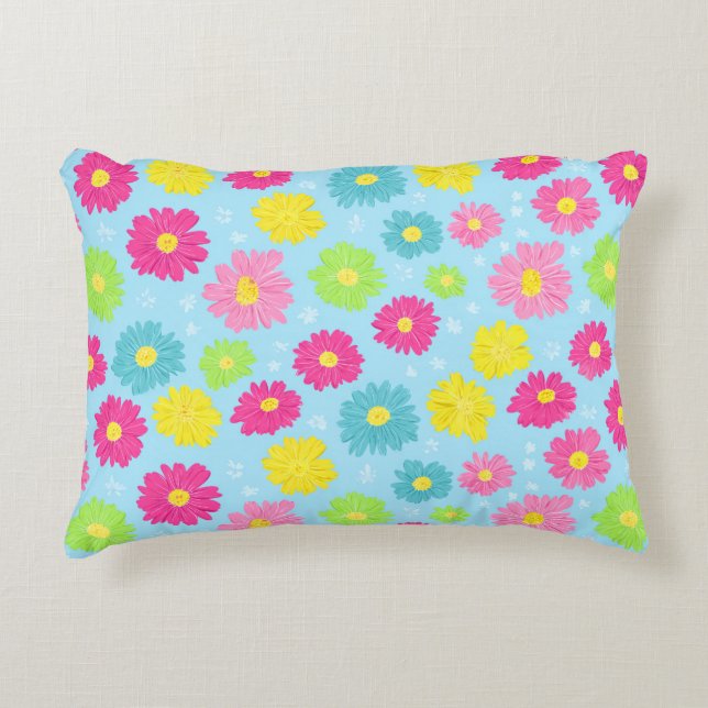 Colorful Daisies Accent Kussen (Voorkant)