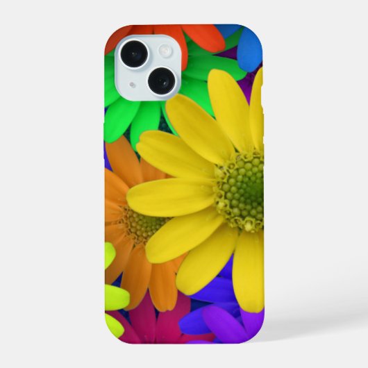 Colorful Daisies Achtergrond iPhone 15 Case (Achterkant)