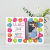 Colorful Daisies - Baby shower Invitation Kaart (Staand voorkant)