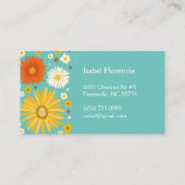 Colorful Daisies blauwgroen blauw Visitekaartje (Achterkant)