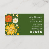 Colorful Daisies Deep Green Social Media Icons Visitekaartje (Achterkant)